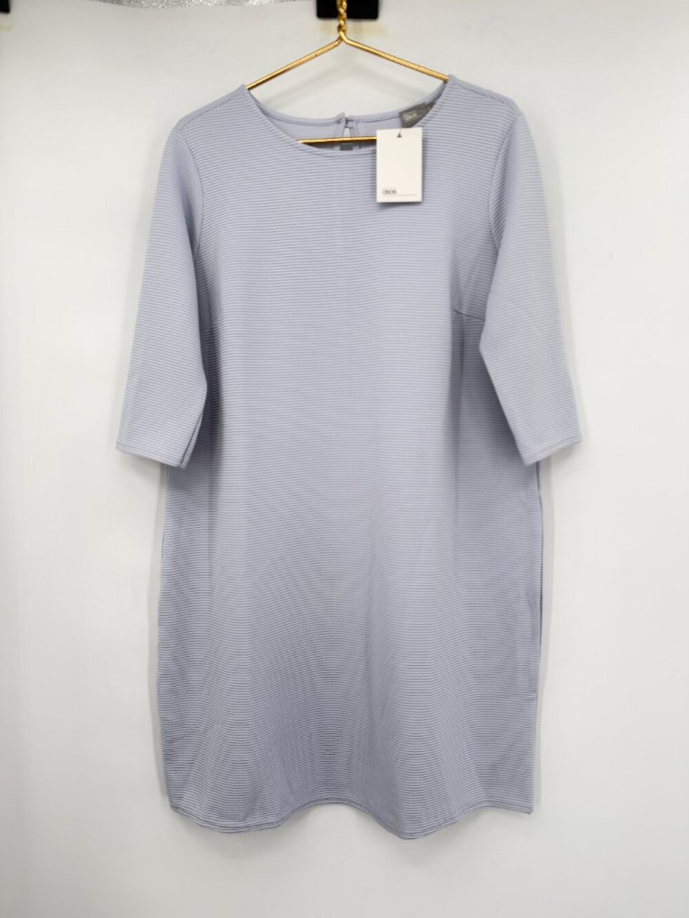 NWT ASOS Plus Lilac Ribbed Shift Midi Dress 3/4 Sleeve Minimalist Size US 14